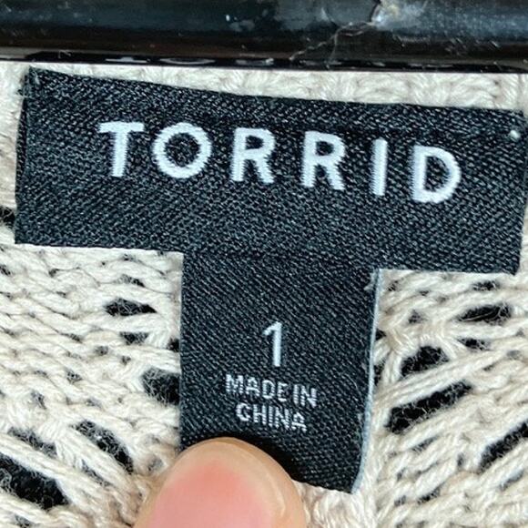 Torrid Womens Sweater Cream V Neck Pullover Open Knit Cotton Blend 1 - Picture 6 of 12